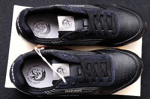 NIB Diesel Men’s Black Leather Fashion Casual Athletic Fashion Shoes Size 8