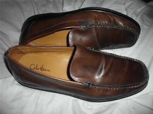 COLE HAAN LEATHER NIKE AIR LOAFERS (SZ. 1OM) EXCELLENT (BROWN)