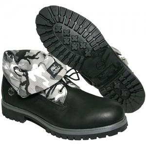 Timberland Mens Work Boots Size 10.5 M 27545 Rll Top Camo Black Leather