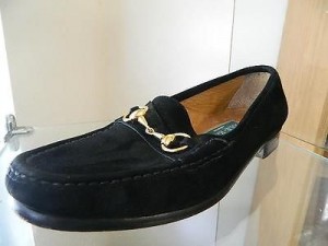 COLE HAAN BLACK FINE SUEDE W/ GOLDTONE BRIDLE BIT DECO MENS SIZE 8 M