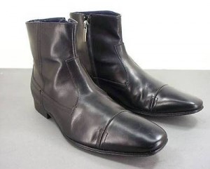368 MM Mens Hugo Boss Black Leather Side Zipper Ankle Boots Sz 41