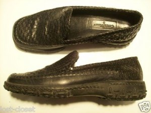 Cole Haan Country Black Leather Woven Loafers Slip On Driving Shoes Size 7 B