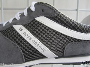 HUGO BOSS ORANGE ORLENNO DARK GRAY/WHITE SUEDE 704349754203 MEN WALKING SHOES 9