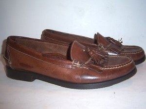 Men 10 M COLE HAAN Dark Brown Leather Lined Kiltie Tassel Loafers Slip On Shoes