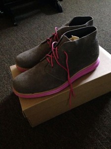 Cole Haan Lunargrand Chukka 1Grey Suede Pink Sole C11186 NIB Sz 9.5 Shoes Loafer