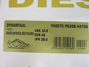 MEN DIESEL SNEAKERS LONG TERM DYNAMYKAL WHITE CANVAS US 10.5  NIB