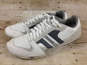 DIESEL GUNNER FASHION SNEAKER WHITE CHARCOAL GREY MENS SIZE 11