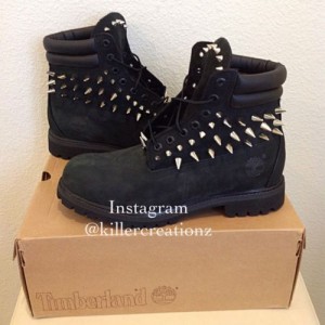 Custom Spiked Black Timberland Boots Size 10 Men