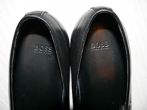 BOSS HUGO BOSS MENS SZ 8 M BLACK LEATHER LOAFERS DRESS SHOES