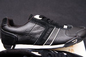 NIB Diesel Men’s Black Leather Fashion Casual Athletic Sneakers Shoes Size 8