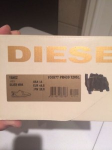New $150 DIESEL Yanez Men Shoes Size US 11 EUR 44.5 Tan/ Silver Mink