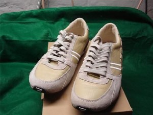 DIESEL PARABARNY US SIZE 11 PALE KHAKI,TAN, LITE GRAY & SILVER STRIPES WITH BOX