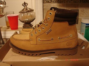 men timberland boots HOMMES 7 EYE MOCTOE WHT/BLE