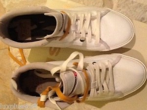 $110 Diesel Midday Designer Sneaker SZ 9 Eur 42 White Extra Orange laces NIB