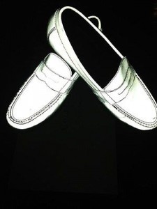 Cole Haan Mens SIZE 11 1/2 – Silver Reflective Penny Loafers