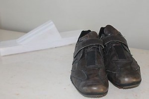 HUGO BOSS FASHION SNEAKERS MEN SZ EU 46 US 12 LEATHER BROWN GRAY VELCRO CLOSURE