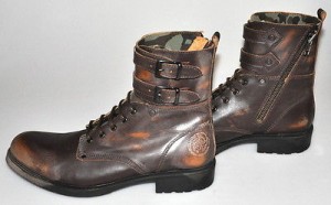 $450 NEW Diesel ELWOOD Brown Leather Distressed Double Strap Buckle Boots 13