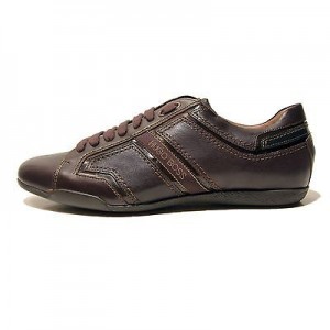 $330 Hugo Boss Black Label Leather Sneakers Brown Mens 12 45 Shoes 11.5 Oxford
