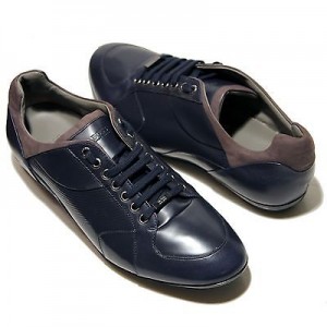 $330 Hugo Boss Black Label Leather Sneakers Navy Blue Mens Shoes Trainers Oxford