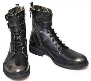 $500 NEW Diesel ELWOOD Black Leather Distressed Double Strap Buckle Boots 13