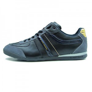 $225 Hugo Boss ORANGE Label Sneakers Navy Leather Mens 12 45 Shoes Trainers 11.5