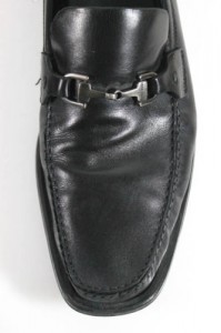 BOSS HUGO BOSS Men’s Black Leather Silver Tone Hardware Loafers Sz 8.5