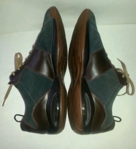 COLE HAAN NIKE AIR BROWN LEATHER & BLUE SUEDE OXFORDS MENS SZ 12m