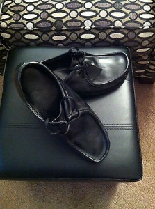 CLARKS ORIGINALS WALLABEE MEN LOW TOPS BOOTS SZ 12 M BLACK LEATHER CHUKKA