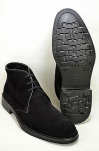 Hugo Boss Men Black Suede w/Leather Trim Chukka Boots US 12 UK 11 EU 45