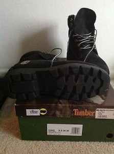 Timberland Men Boots size 8.5 M/M Black w/white stitching! Great Shape!