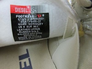 Diesel ‘Berkeley’ Men’s Beige Leather Fashion Sneaker Shoes Size 8