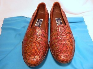 Cole Haan Bragano Sz. 9M Italy Woven Leather / brown & green weave