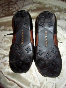 DIESEL Men’s Brown Distressed Leather Driving Shoes Classic Size 13