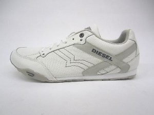 MENS DIESEL EAGLE LOOP WHITE GREY LEATHER US 8 NIB Y00213PS749-H4227