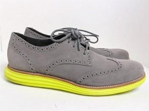COLE HAAN 10.5 M LUNARGRAND GREY SUEDE WINGTIPS $248 EUC!!