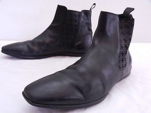 Mens 8.5 BOSS HUGO BOSS Black Slip On Leather Chelsea Ankle Boots