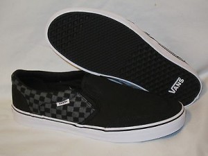 NEW MENS VANS ASHER BLACK SLIP ON CASUAL SHOES LOAFERS 13 MEDIUM