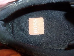 MENS HUGO BOSS ORANGE LABEL BLACK & PEWTER LEATHER LACE-UP CASUAL SHOE 41/8 M