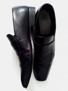 BOSS HUGO BOSS Men’s black leather slip on loafers Shoe sz 11 $298 msrp Dress