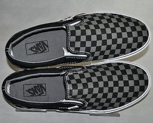 VANS Classic Slip On Canvas Black/Pewter Checkerboard New NWOB Mens 11.5