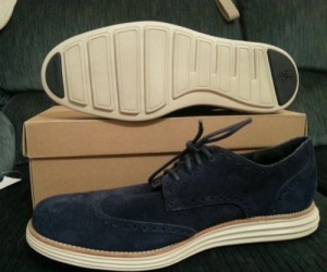 New Cole Haan Lunar Grand Wing Tip- Navy Suede mens size 12
