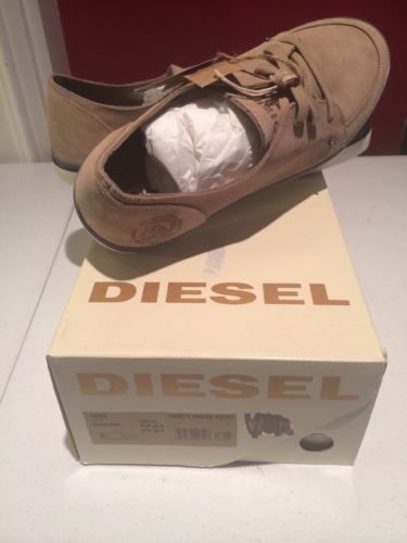 New $150 DIESEL Yanez Men Shoes Size US 11 EUR 44.5 Tan/ Silver Mink