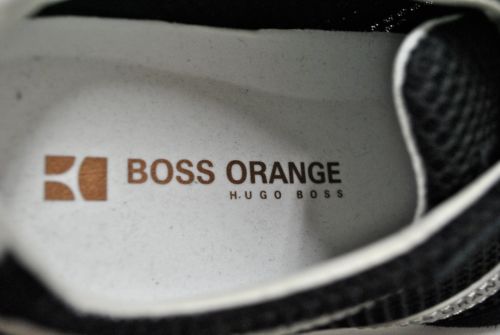 Orange HUGO BOSS ‘Orlenno’ Sneakers NWB sz 8 Black Suede Mesh Leather $225