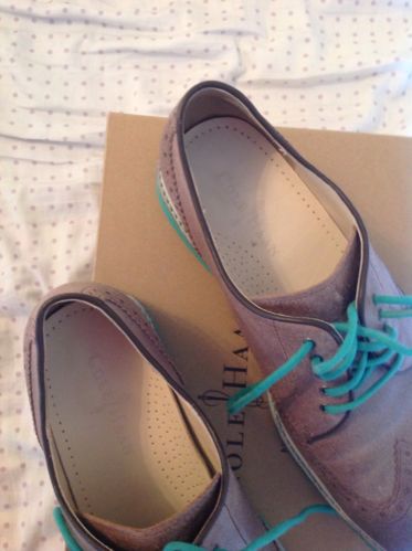 Cole Haan Air Franklin Wing Ii Smoke Suede Green Soles 9.5 M