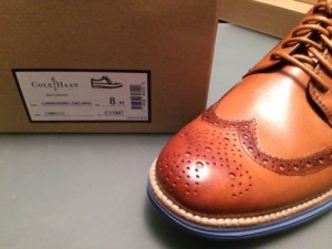 Cole Haan Lunargrand Long Wingtip 11947 Leather Camello/Chambray – Men’s Size 8