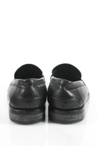 BOSS HUGO BOSS Men’s Black Leather Silver Tone Hardware Loafers Sz 8.5