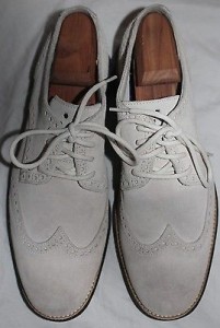Mens Cole Haan LunarGrand Wing-Tip, White/Black Size 9.5 M