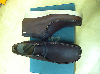 CLARKS men wallabee brown oily leather 10 m