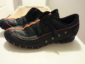 DIESEL Men’s ‘VEGA’ Black Leather Orange Stripe Sz. 9.5 Athletic Velcro Sneakers