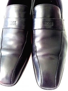 BOSS HUGO BOSS Men’s black leather slip on loafers Shoe sz 11 $298 msrp Dress